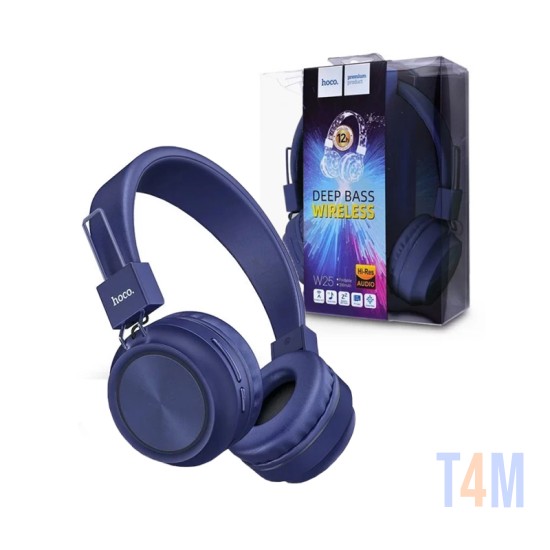 HOCO WIRELESS HEADPHONE W25 TF CARD/AUX WITH MIC 300MAH BLUE